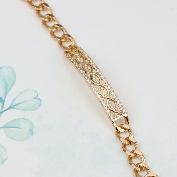 "Elegant Rose Gold Bracelet with Infinity Design and CZ Accents, XPBL0853 - Picture 5 of 12